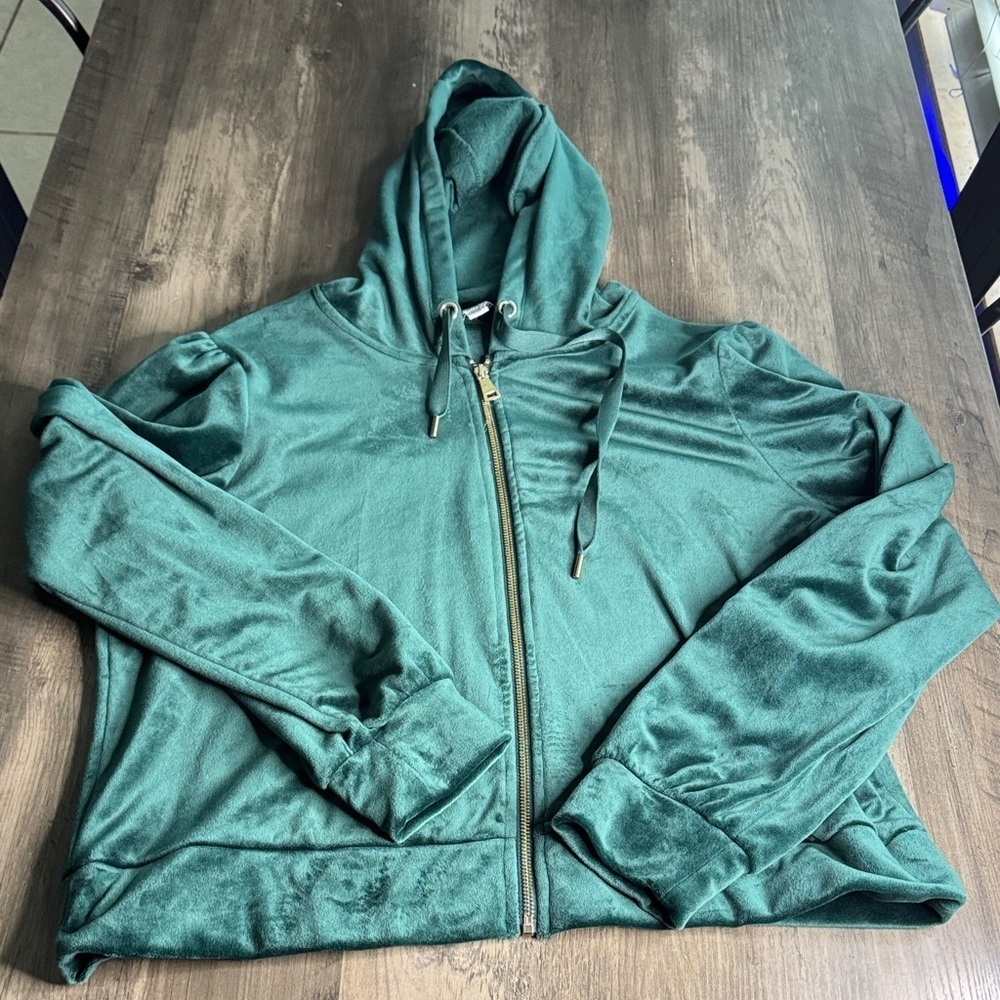 Magaschoni Green Zip-up Hoodie and Pant Velour Set - Picture 3 of 7